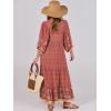 imageANRABESS Womens Boho Maxi Dresses 2025 Summer V Neck Puff Sleeve Floral Flowy Swing Fall Casual Long DressWine Red
