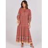 imageANRABESS Womens Boho Maxi Dresses 2025 Summer V Neck Puff Sleeve Floral Flowy Swing Fall Casual Long DressWine Red