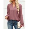 imageANRABESS Womens Dressy Casual Blouses V Neck Long Sleeve 2025 Fall Loose Fit Tunic Tops Pleated T Shirts Trendy OutfitsDusty Rose