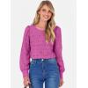 imageANRABESS Womens Eyelet Long Sleeve Tops Business Casual Blouses Crochet Lace Shirts 2025 Fall Fashion OutfitsHot Pink
