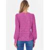 imageANRABESS Womens Eyelet Long Sleeve Tops Business Casual Blouses Crochet Lace Shirts 2025 Fall Fashion OutfitsHot Pink