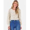 imageANRABESS Womens Eyelet Long Sleeve Tops Business Casual Blouses Crochet Lace Shirts 2025 Fall Fashion OutfitsParchment