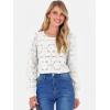 imageANRABESS Womens Eyelet Long Sleeve Tops Business Casual Blouses Crochet Lace Shirts 2025 Fall Fashion OutfitsWhite