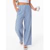imageANRABESS Womens Gingham Striped Boxer Pants Pajama Lounge PJ Bottoms Plaid Wide Leg Casual Cute Fall Trousers with PocketsBlue White Stripe
