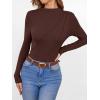 imageANRABESS Womens Long Sleeve Mock Neck Shirts Fitted Dressy Casual Blouse 2025 Fall Office Work Thermal TopsRed Brown