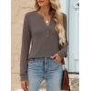 imageANRABESS Womens Long Sleeve Shirts 2025 Fall Henley Business Casual Tops Cute TShirts Work Blouses Outfits Vacation ClothesBrown