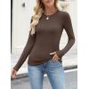 imageANRABESS Womens Long Sleeve Shirts Crewneck Ribbed Knitted Slim Fitted Tops Basic Tee 2025 Fall Outfits Dressy Casual BlouseBrown