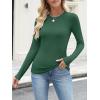 imageANRABESS Womens Long Sleeve Shirts Crewneck Ribbed Knitted Slim Fitted Tops Basic Tee 2025 Fall Outfits Dressy Casual BlouseDeep Green