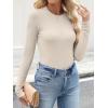 imageANRABESS Womens Long Sleeve Shirts Crewneck Ribbed Knitted Slim Fitted Tops Basic Tee 2025 Fall Outfits Dressy Casual BlouseParchment