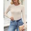 imageANRABESS Womens Long Sleeve Shirts Crewneck Ribbed Knitted Slim Fitted Tops Basic Tee 2025 Fall Outfits Dressy Casual BlouseParchment