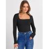 imageANRABESS Womens Long Sleeve Square Neck Tops Ribbed Knit Slim Fit Shirts Basic Tee 2025 Fall Dressy Casual TShirts ClothesBlack