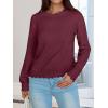 imageANRABESS Womens Long Sleeve Sweaters Loose Fit Lightweight Scalloped Knit Soft Dressy Pullover Tops 2025 Fall Casual OutfitsWine Red