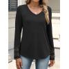 imageANRABESS Womens Long Sleeve Tops Lace Dressy Casual Blouses 2025 Fall Tunic Shirts Trendy V Neck TShirts Work Travel OutfitsBlack