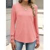 imageANRABESS Womens Long Sleeve Tops Lace Dressy Casual Blouses 2025 Fall Tunic Shirts Trendy V Neck TShirts Work Travel OutfitsCoral
