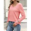 imageANRABESS Womens Long Sleeve Tops Lace Dressy Casual Blouses 2025 Fall Tunic Shirts Trendy V Neck TShirts Work Travel OutfitsCoral