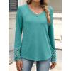 imageANRABESS Womens Long Sleeve Tops Lace Dressy Casual Blouses 2025 Fall Tunic Shirts Trendy V Neck TShirts Work Travel OutfitsCyan Green