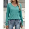 imageANRABESS Womens Long Sleeve Tops Lace Dressy Casual Blouses 2025 Fall Tunic Shirts Trendy V Neck TShirts Work Travel OutfitsCyan Green