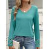 imageANRABESS Womens Long Sleeve Tops Lace Dressy Casual Blouses 2025 Fall Tunic Shirts Trendy V Neck TShirts Work Travel OutfitsCyan Green