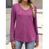 imageANRABESS Womens Long Sleeve Tops Lace Dressy Casual Blouses 2025 Fall Tunic Shirts Trendy V Neck TShirts Work Travel OutfitsFuchsia