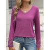 imageANRABESS Womens Long Sleeve Tops Lace Dressy Casual Blouses 2025 Fall Tunic Shirts Trendy V Neck TShirts Work Travel OutfitsFuchsia