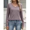 imageANRABESS Womens Long Sleeve Tops Lace Dressy Casual Blouses 2025 Fall Tunic Shirts Trendy V Neck TShirts Work Travel OutfitsTaupe