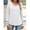 imageANRABESS Womens Long Sleeve Tops Lace Dressy Casual Blouses 2025 Fall Tunic Shirts Trendy V Neck TShirts Work Travel OutfitsWhite