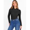 imageANRABESS Womens Long Sleeve Tops Mock Neck Ribbed Knit Slim Fit Pleated Basic T Shirts Lightweight Sweater Going Out ClothesBlack