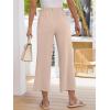 imageANRABESS Womens Pants Wide Leg Elastic Waist Casual Cropped Palazzo Pants 2025 Beach Vacation Summer Trousers with PocketApricot