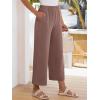 imageANRABESS Womens Pants Wide Leg Elastic Waist Casual Cropped Palazzo Pants 2025 Beach Vacation Summer Trousers with PocketBrown