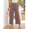 imageANRABESS Womens Pants Wide Leg Elastic Waist Casual Cropped Palazzo Pants 2025 Beach Vacation Summer Trousers with PocketBrown