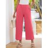imageANRABESS Womens Pants Wide Leg Elastic Waist Casual Cropped Palazzo Pants 2025 Beach Vacation Summer Trousers with PocketCoral