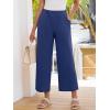 imageANRABESS Womens Pants Wide Leg Elastic Waist Casual Cropped Palazzo Pants 2025 Beach Vacation Summer Trousers with PocketNavy Blue