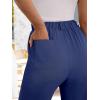 imageANRABESS Womens Pants Wide Leg Elastic Waist Casual Cropped Palazzo Pants 2025 Beach Vacation Summer Trousers with PocketNavy Blue