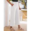 imageANRABESS Womens Pants Wide Leg Elastic Waist Casual Cropped Palazzo Pants 2025 Beach Vacation Summer Trousers with PocketWhite