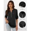 imageANRABESS Womens Plaid Shirts 34 Length Sleeve Half Zip Business Casual Tops Office Work Blouses 2025 Fall OutfitsBlack