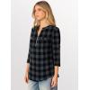 imageANRABESS Womens Plaid Shirts 34 Length Sleeve Half Zip Business Casual Tops Office Work Blouses 2025 Fall OutfitsBlack Plaid