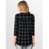 imageANRABESS Womens Plaid Shirts 34 Length Sleeve Half Zip Business Casual Tops Office Work Blouses 2025 Fall OutfitsBlack Plaid