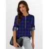 imageANRABESS Womens Plaid Shirts 34 Length Sleeve Half Zip Business Casual Tops Office Work Blouses 2025 Fall OutfitsBlue Plaid