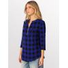 imageANRABESS Womens Plaid Shirts 34 Length Sleeve Half Zip Business Casual Tops Office Work Blouses 2025 Fall OutfitsBlue Plaid