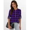 imageANRABESS Womens Plaid Shirts 34 Length Sleeve Half Zip Business Casual Tops Office Work Blouses 2025 Fall OutfitsPurple Plaid