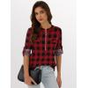 imageANRABESS Womens Plaid Shirts 34 Length Sleeve Half Zip Business Casual Tops Office Work Blouses 2025 Fall OutfitsRed Plaid