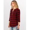 imageANRABESS Womens Plaid Shirts 34 Length Sleeve Half Zip Business Casual Tops Office Work Blouses 2025 Fall OutfitsRed Plaid