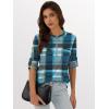 imageANRABESS Womens Plaid Shirts 34 Length Sleeve Half Zip Business Casual Tops Office Work Blouses 2025 Fall OutfitsTurquoise
