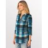 imageANRABESS Womens Plaid Shirts 34 Length Sleeve Half Zip Business Casual Tops Office Work Blouses 2025 Fall OutfitsTurquoise