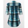 imageANRABESS Womens Plaid Shirts 34 Length Sleeve Half Zip Business Casual Tops Office Work Blouses 2025 Fall OutfitsTurquoise