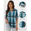 imageANRABESS Womens Plaid Shirts 34 Length Sleeve Half Zip Business Casual Tops Office Work Blouses 2025 Fall OutfitsTurquoise