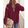 imageANRABESS Womens Quarter Zip Sweaters Fall Long Sleeve V Neck Shirts Collared Business Casual Tops Knit Pullover SweatshirtsBurgund