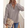 imageANRABESS Womens Quarter Zip Sweaters Fall Long Sleeve V Neck Shirts Collared Business Casual Tops Knit Pullover SweatshirtsGrey Khaki