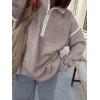 imageANRABESS Womens Quarter Zip Sweaters Fall Long Sleeve V Neck Shirts Collared Business Casual Tops Knit Pullover SweatshirtsLight Khkai