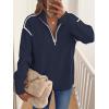 imageANRABESS Womens Quarter Zip Sweaters Fall Long Sleeve V Neck Shirts Collared Business Casual Tops Knit Pullover SweatshirtsNavy Blue